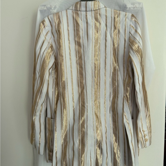 Gently Used 7 for All Mankind Striped Gold and White Women's Blazer Size Small - Picture 6 of 6